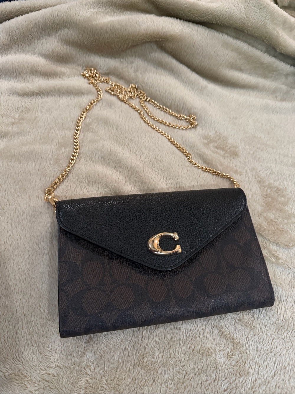 Coach Signature Canvas Chain Crossbody - Black/Chestnut Tammie clutch
